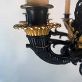 Antique Empire Style Twelve-Light Gilt Bronze Chandelier