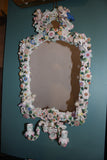 Belle Époque Sitzendorf Porcelain-Mounted Mirror, Encrusted with Flowers