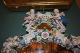 Belle Époque Sitzendorf Porcelain-Mounted Mirror, Encrusted with Flowers