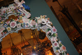 Belle Époque Sitzendorf Porcelain-Mounted Mirror, Encrusted with Flowers