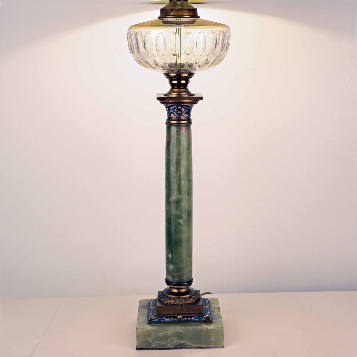 Bronze Bankers Lamp with Green Onyx Base for Frink Co. - WYETH