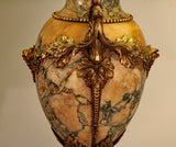 Pair of Louis XVI Style Bronze and Marble Lamps