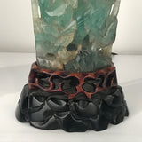 Large Pair of Antique Chinese Green Quartz Covered Urns