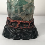 Large Pair of Antique Chinese Green Quartz Covered Urns