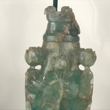 Large Pair of Antique Chinese Green Quartz Covered Urns