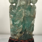 Large Pair of Antique Chinese Green Quartz Covered Urns