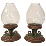 Pair of Arts & Crafts Hurricane Lamps