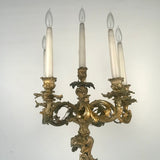 Large Pair of Antique Gilt Bronze French Louis XV Style Candelabra