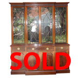 Georgian Style Mahogany Breakfront Bookcase Cabinet by Maple & Co.