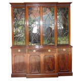 Georgian Style Mahogany Breakfront Bookcase Cabinet by Maple & Co.