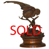 Bronze of Sparrow and Lizard by Jules Moigniez