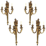 Set of Four Louis XVI Style Gilt Bronze Wall Sconces