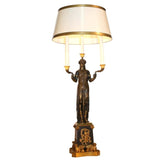 Empire Gilt and Patinated Bronze Figural Lamp