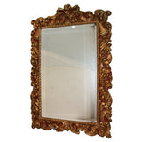 Baroque Style Polychrome and Gilt Carved Wood Mirror