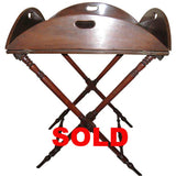 Victorian Mahogany Square to Round Butler's Tray on Stand