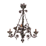 Large Gothic Style Bronze Eight-Light Two-Tier Gasolier