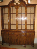 Georgian Style Walnut and Parcel Gilt Breakfront Bookcase