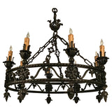 Antique Continental Wrought Iron Chandelier