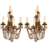 Pair of Victorian Crystal and Gilt Bronze Wall Sconces