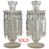 Pair of Cut Lead Crystal Candlestick / Table Lustres
