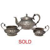 Victorian Silver Batchelors Tea Service with Lobed and Acanthus Decoration