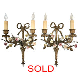 Antique Pair of French Louis XV Style Bronze Wall Sconces