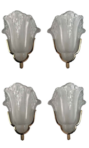 French Art Deco Wall Sconces by Petitot, 1930 Set of Four