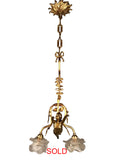 Art Nouveau Two Light Figural Pendent