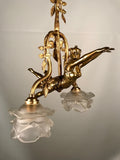 Art Nouveau Two Light Figural Pendent