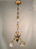 Art Nouveau Two Light Figural Pendent