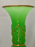 Pair of French Baccarat Chrysoprase 'Uranium' Green Opaline Art Glass Vases