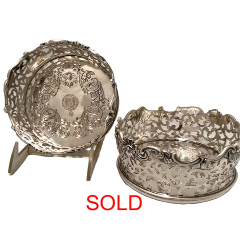 Pair of  Early Victorian Silver Bottle Coasters