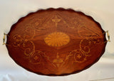 Edwardian Inlaid Mahogany Oval Tray