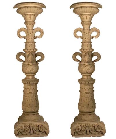 A  Pair of Theatrical Carved Pilasters Fancifully Moulded and Hand Finished