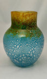 Monart Green Yellow Glass Vase