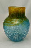 Monart Green Yellow Glass Vase