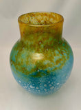 Monart Green Yellow Glass Vase