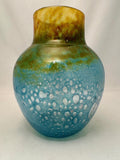 Monart Green Yellow Glass Vase