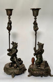 Pair Antique Candlesticks modelled as Performing Bears