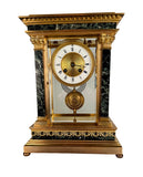French Empire Style Gilt bronze and Green Marble Mantel Clock
