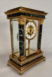 French Empire Style Gilt bronze and Green Marble Mantel Clock