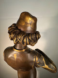 "Florentine Singer" Bronze Figure by P Dubois 1865
