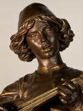 "Florentine Singer" Bronze Figure by P Dubois 1865