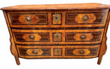 18th Century Baroque Walnut Three Drawer Commode