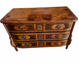 18th Century Baroque Walnut Three Drawer Commode