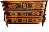 18th Century Baroque Walnut Three Drawer Commode