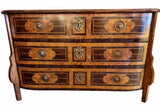 18th Century Baroque Walnut Three Drawer Commode