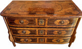 18th Century Baroque Walnut Three Drawer Commode