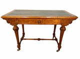 Antique Regency Birdseye Maple Writing Table, Tooled leather top, 1830
