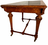 Antique Regency Birdseye Maple Writing Table, Tooled leather top, 1830